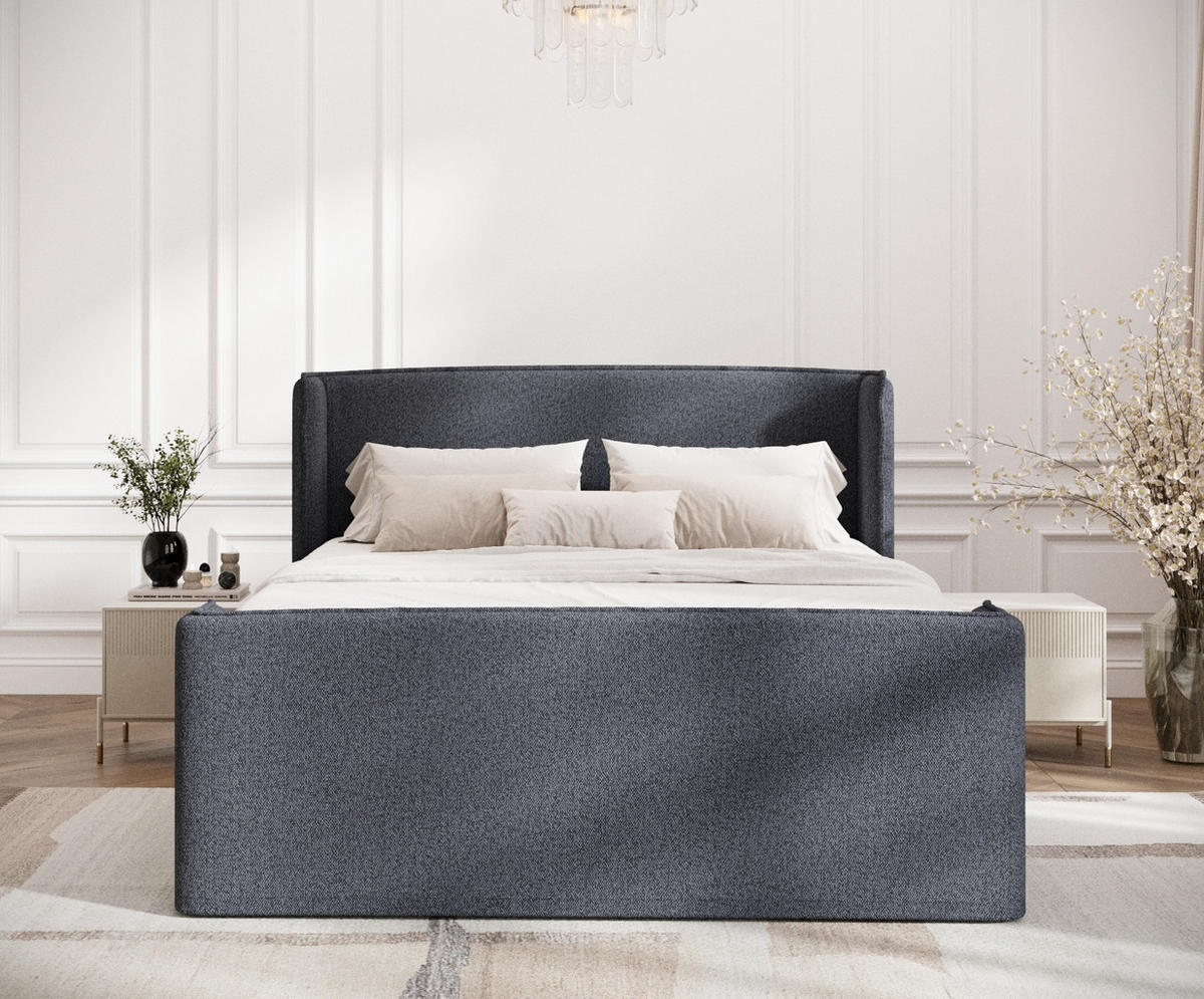 BOXSPRINGBETT Freeland Schwarz 140/200 cm mit Matratze und Topper - Schwarz, Holz/Holzwerkstoff (140/200cm) - Maison de Reve