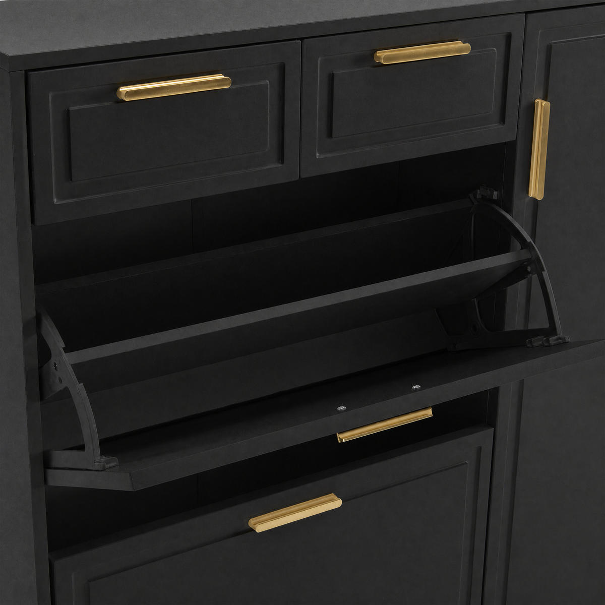 SCHUHSCHRANK Schwarz 120/24/107 cm - Schwarz, Holzwerkstoff (120/107/24cm) - PANGIVO