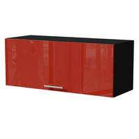 KLAPPHÄNGESCHRANK Brerra W4B/90 Schwarz / RAL 3002 karminrot Hochglanz 90 / 32,5 / 36cm mit Blum Aventos Klappenbeschlag - Rot/Schwarz, Holz/Holzwerkstoff (90/36/32.5cm) - Feldmann-Wohnen