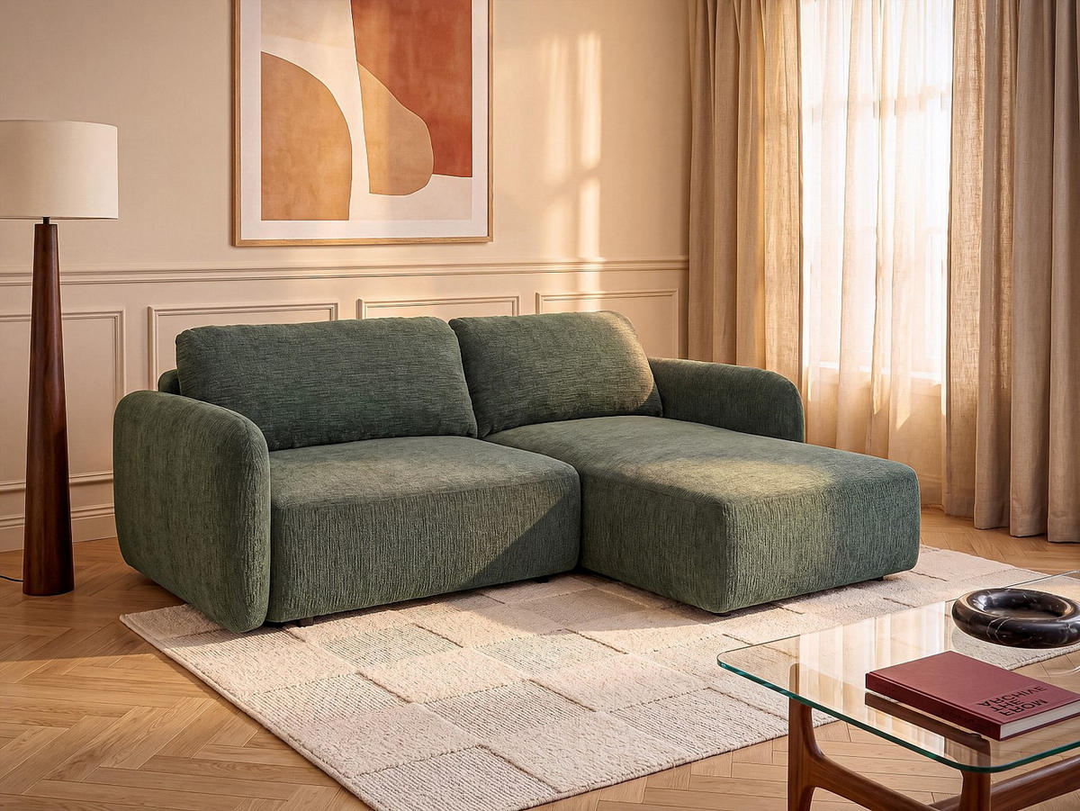 SCHLAFSOFA - 4 Personen - stoff - tannengrün Plufati - Waldgrün, Textil (230/83/165cm) - Vente-Unique