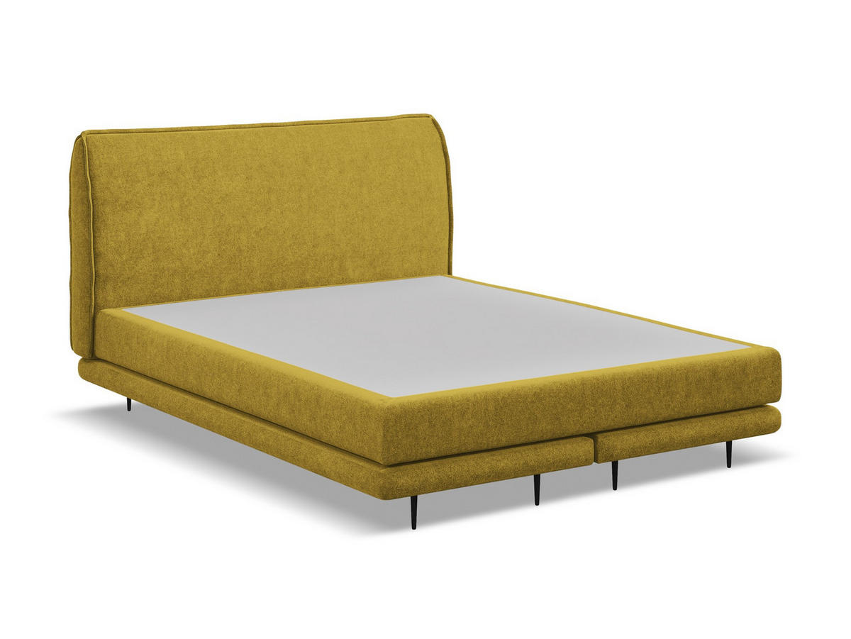 POLSTERBETT Doppelbett mit Matratze Bouclé Stoff Gelb - Currygelb/Gelb, Textil/Metall (140/200cm) - Makamii