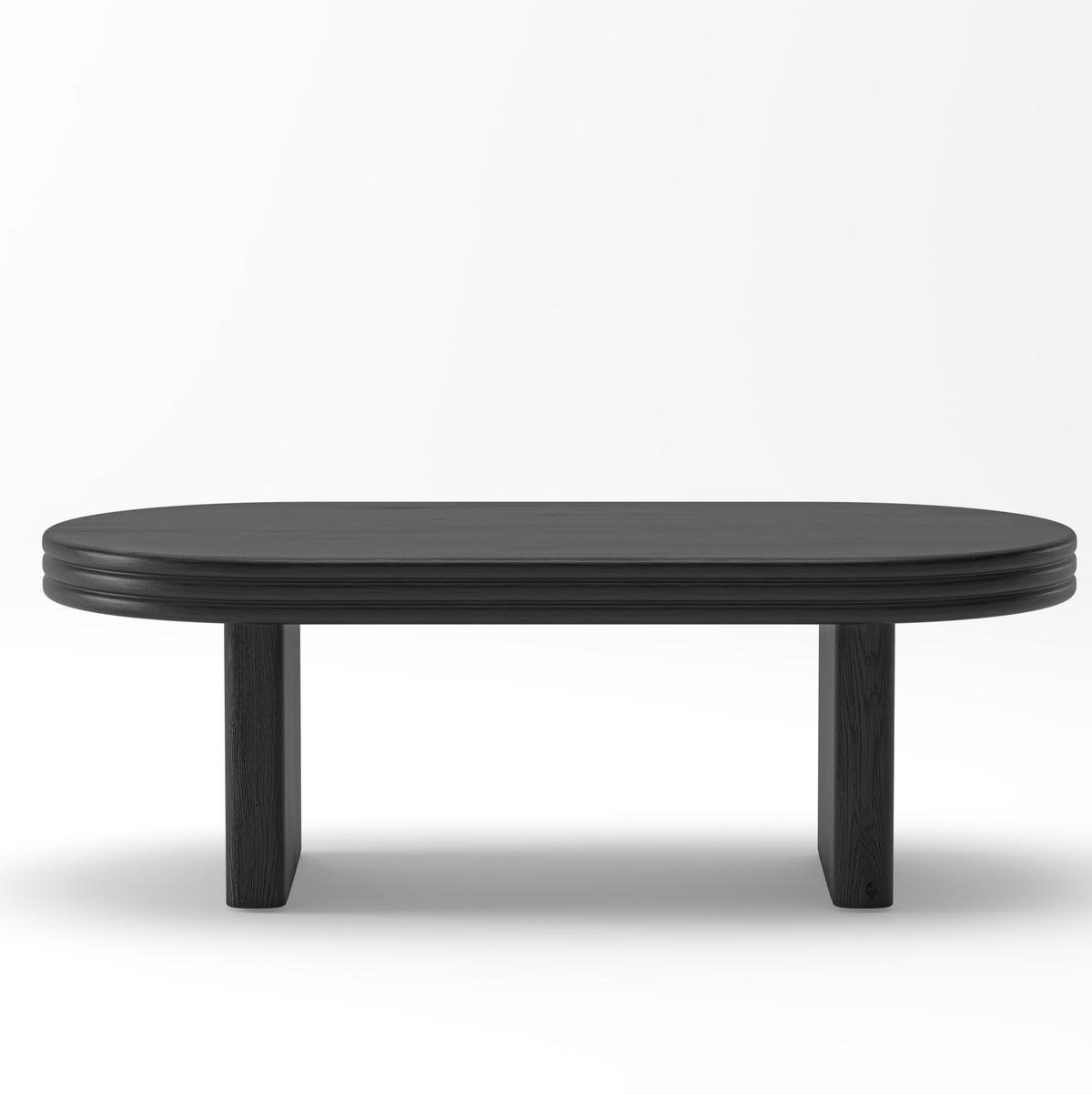 COUCHTISCH 120/60/41,5 cm mit ovaler Tischplatte und Holzfurnier, Schwarz - Schwarz, Holzwerkstoff (120/60/41.5cm) - Redom