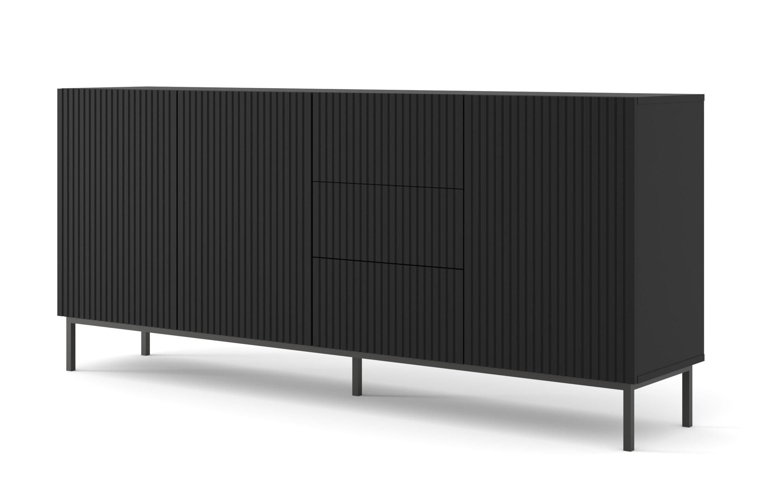 KOMMODE Schwarz, Schwarz, Schwarz 200/89/42 - Schwarz, Holzwerkstoff (200/89/42cm) - RAUMHIRSCH FURNITURE