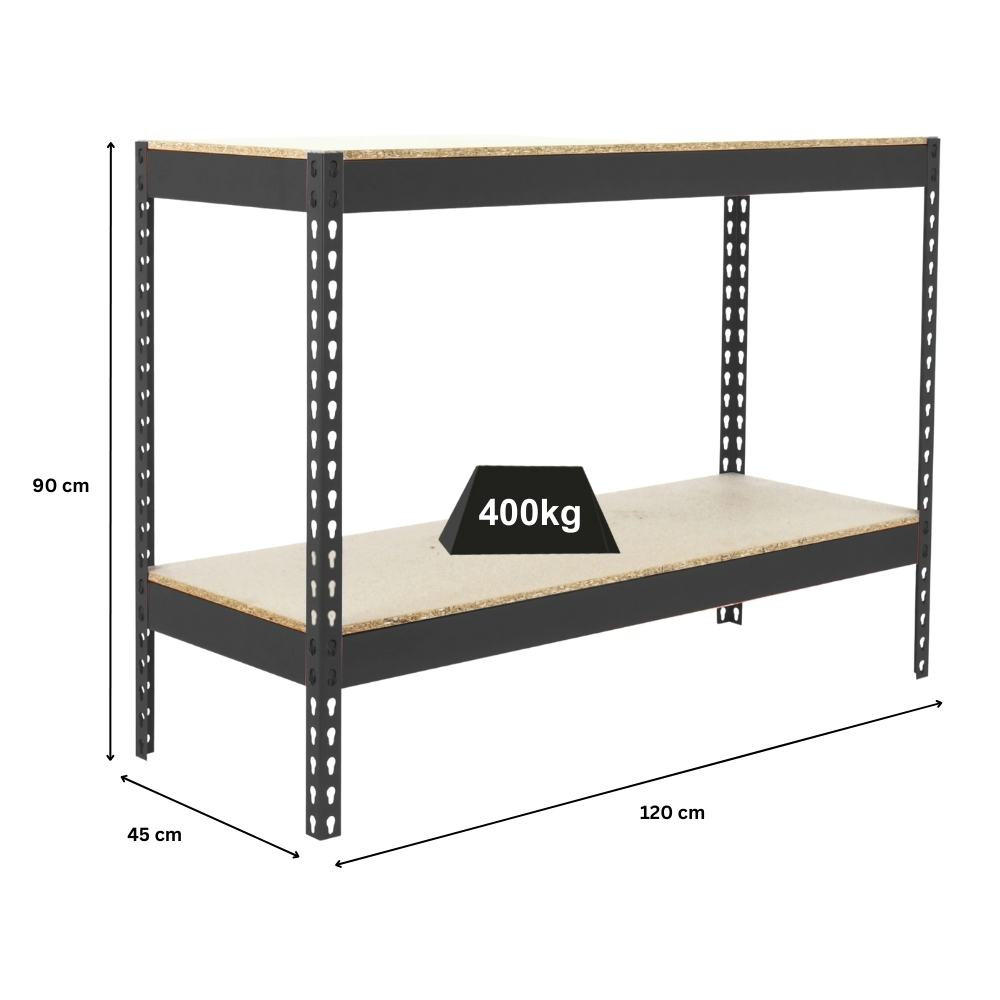 SCHWERLASTREGAL MINI WOOD YETI TWO | HxBxT 90x120x45cm | Fachlast 400kg | Anthrazit - Anthrazit, Metall (120/90/45cm) - PROREGAL