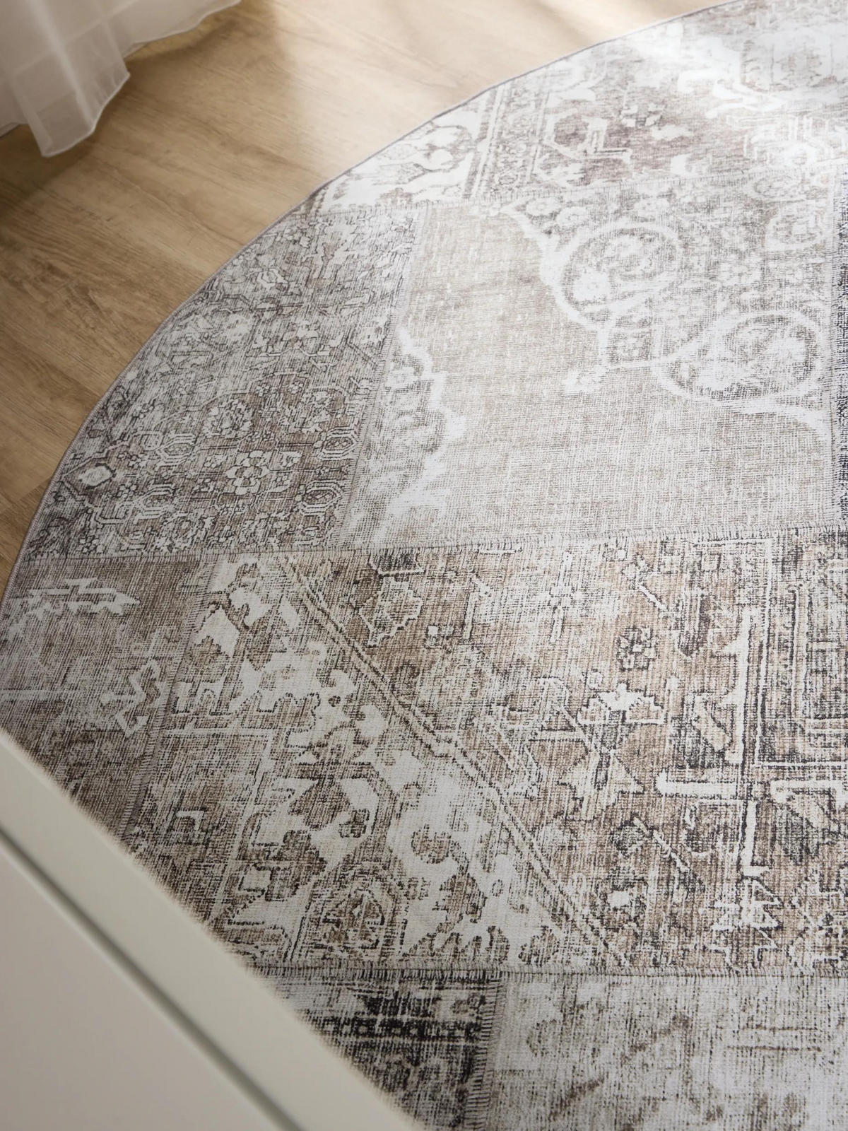 VINTAGE-TEPPICH George waschbar ø 160 cm rund - Grau, Kunststoff (160/160cm) - benuta