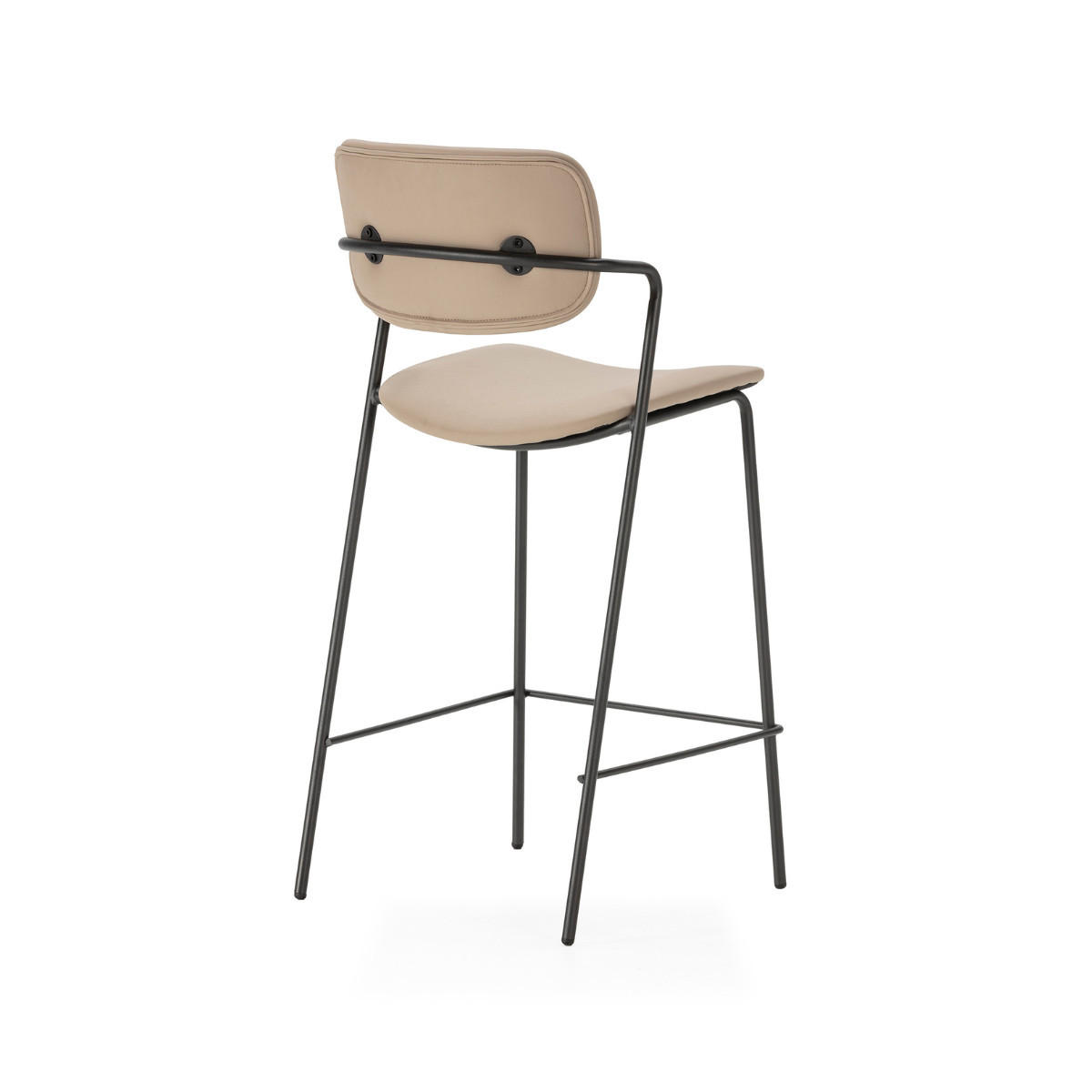 SADA 2 stoliček s černými kovovými nohami, výška 66 cm - MAIKA - béžová, textil (51/66/44cm) - Calicosy