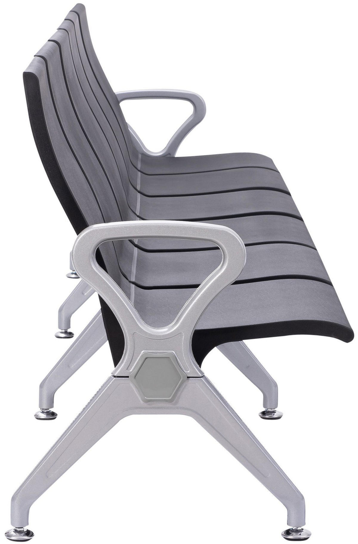 WARTEBANK Erik 6-Sitzer 338x59x89cm Kunststoff Schwarz Sitzbank - Schwarz, Kunststoff (338/89/59cm) - DELUKE