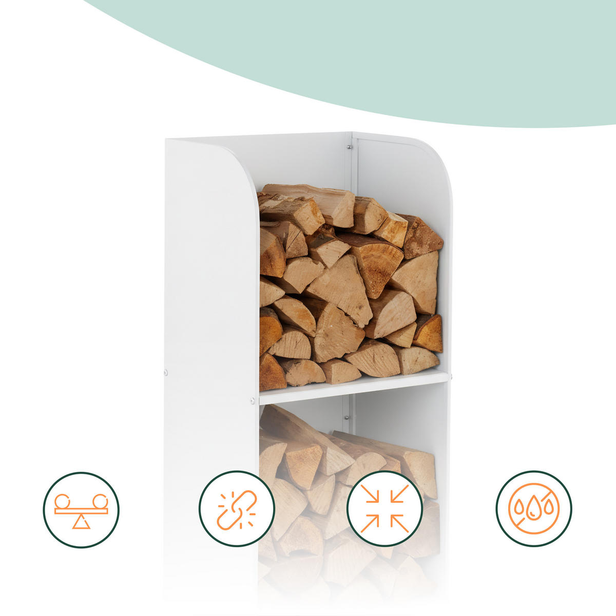 KAMINHOLZREGAL - Weiß, Metall (40/80/30cm) - Relaxdays