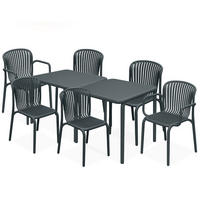 GARTEN ESSGRUPPE FICCARI, Gartenmöbel-Set 8-tlg, Anthrazit - Anthrazit, Kunststoff - KONSIMO®