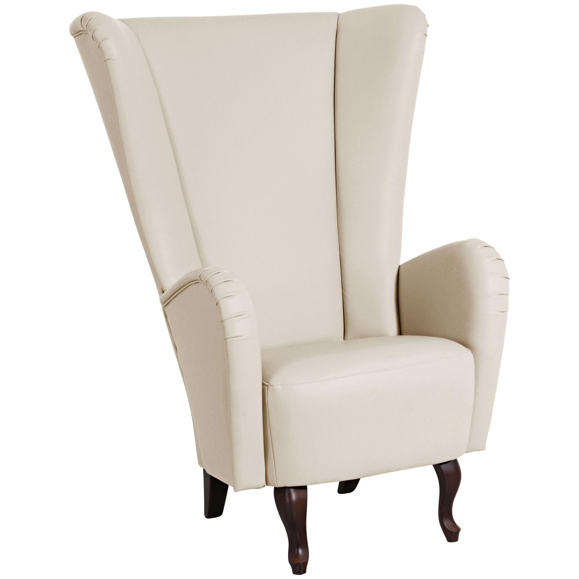 HOCHLEHNSESSEL Kailey Bezug Kunstleder Buche nussbaum dunkel / beige - Weiß, Kunststoff (96/122/89cm) - 58aufmkessel