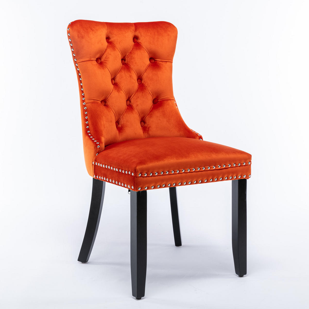 STUHL mit hoher Rückenlehne Samt Orange 2er-Set - Orange, Holz (50/95/65cm) - Meubliv