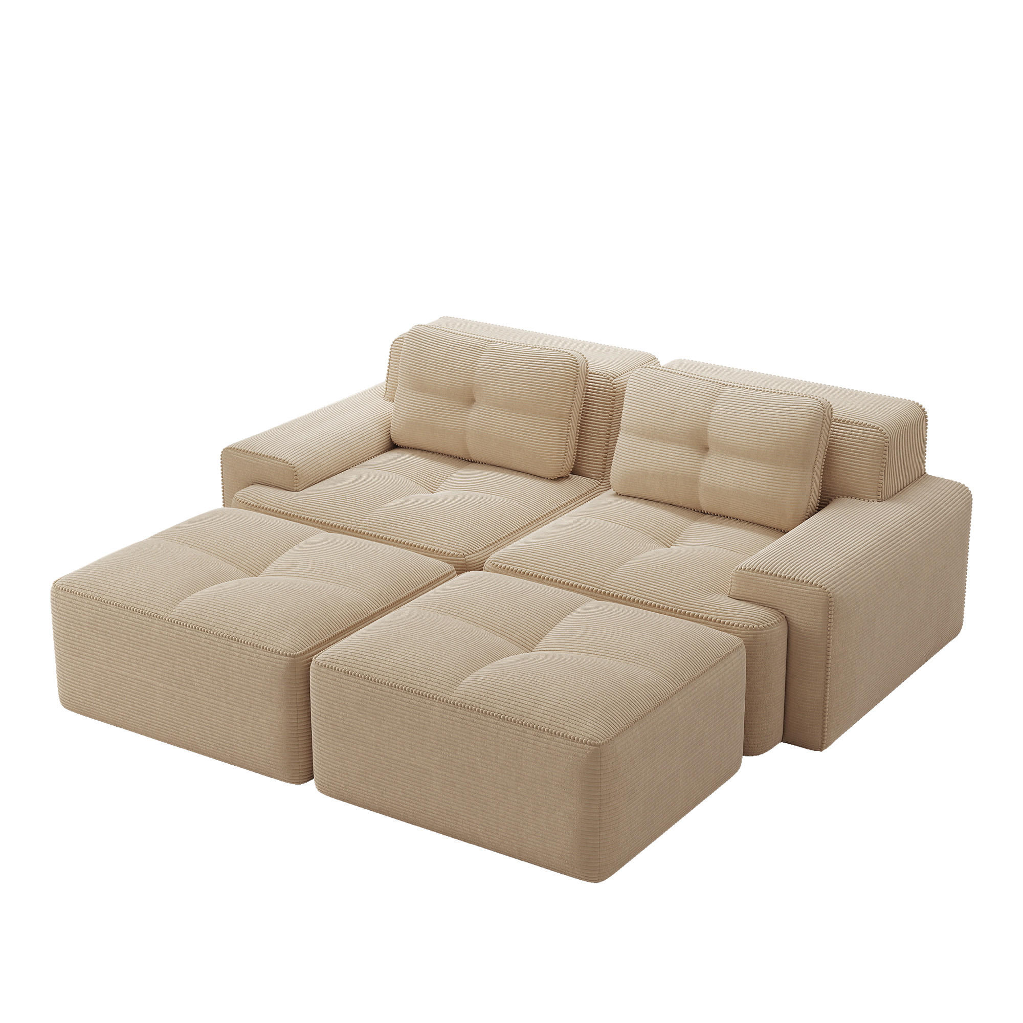 WOHNLANDSCHAFT DE-34113 2-Sitzer mit Ottoman Beige - Beige, Textil (177/69/204cm) - ComfortXL