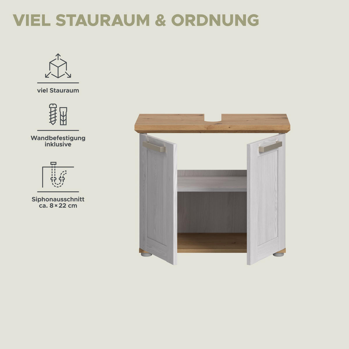 WASCHBECKENUNTERSCHRANK Siena (B/H/T: ca. 69/59/34 cm) in Sibiu Lärche Nachbildung/Sibiu Lärche Nachbildung - Lärchefarben, Holzwerkstoff (69/59/34cm)