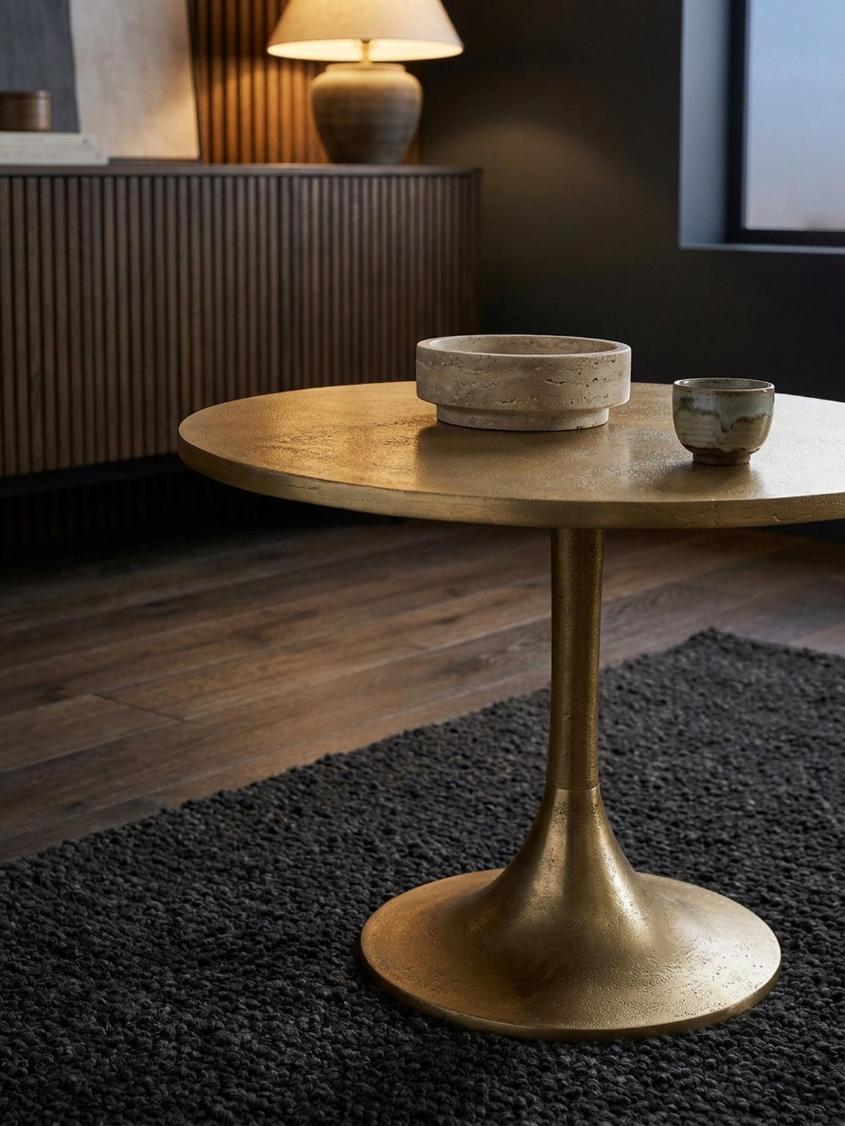 COUCHTISCH Klein Gold Metall Rund 60x60x46,5 cm Modern - Goldfarben, Metall (60/60/47cm) - KADIMA DESIGN