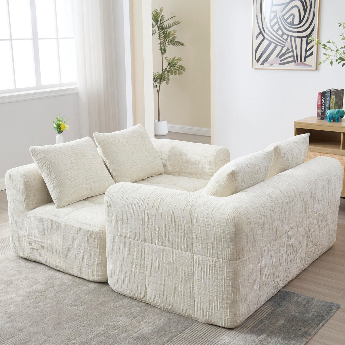 SOFA mit Seitentaschen ca. 158 x 90 cm Chenille Beige - Beige, Kunststoff (158/60/90cm) - Meubliv
