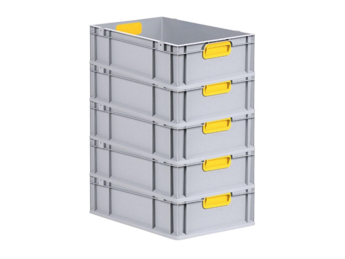 EUROBOX 5x Nextgen Color 17x40x60cm 34 Liter Griffe Gelb Geschlossen - Gelb, Kunststoff (40/17/60cm) - PROREGAL