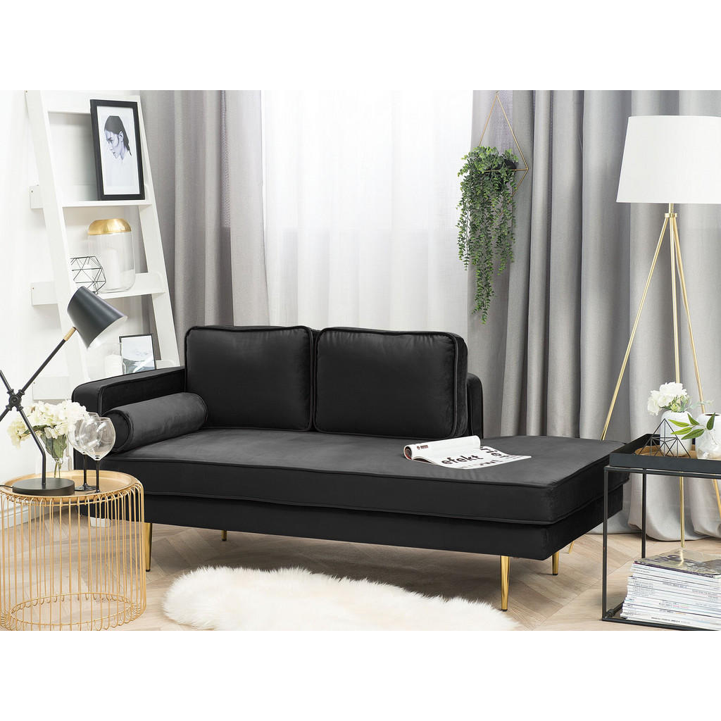 Thumbnail - Beliani Chaiselongue, Gold, Schwarz, Textil, 171x63x79 cm, Wohnzimmer, Sessel, Relaxliegen