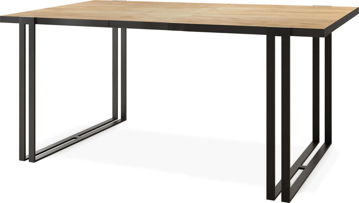 ESSTISCH Marina rechteckig ausziehbar, Craft Eiche 140-240/80/76 cm - Eiche Wotan/Schwarz, Holzwerkstoff/Metall (140/80/76cm) - WFL GROUP