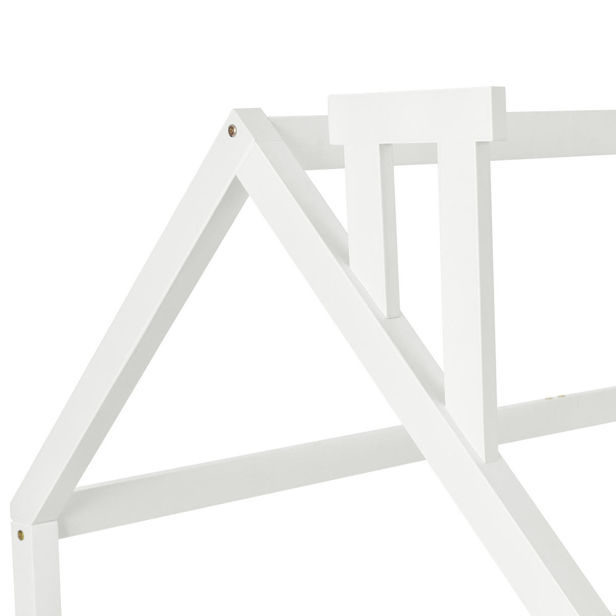 KINDERBETT 90/200 cm mit Dach, Zaun und Lattenrost aus Kiefern, Weiß - Weiß, Holzwerkstoff (90/200cm) - Redom