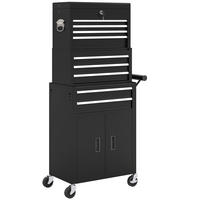 WERKZEUGKISTE 3-IN-1, rollender Werkzeugschrank mit 9 Schubladen, Stahl, Schwarz - Schwarz, Metall (33/133/69.5cm) - HOMCOM