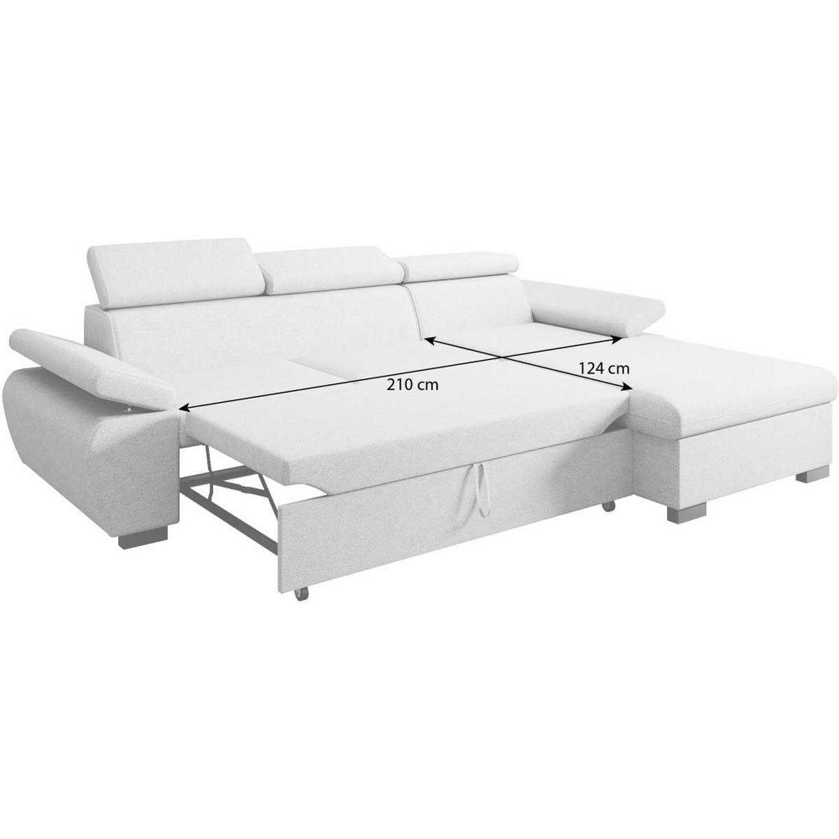 ECKSCHLAFSOFA Coco mit verstellbare Kopfstützen, grau, links - Grau, Textil (273/191cm) - Beautysofa