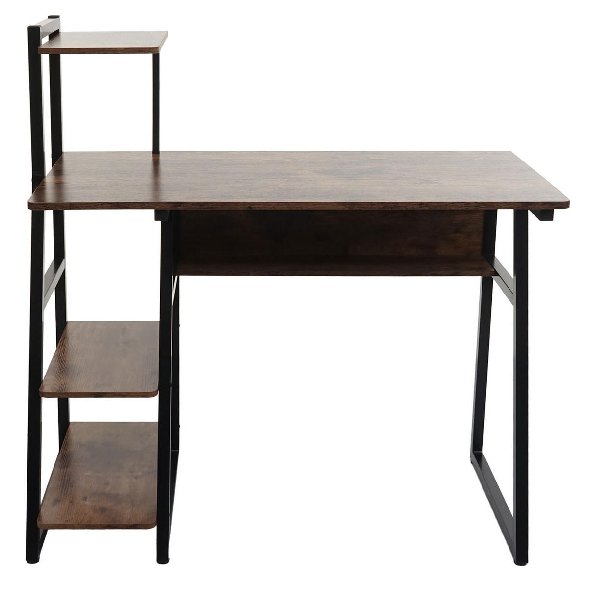 SCHREIBTISCH MIT REGAL eckig Braun - Braun, Metall (50/100/102cm) - MCW