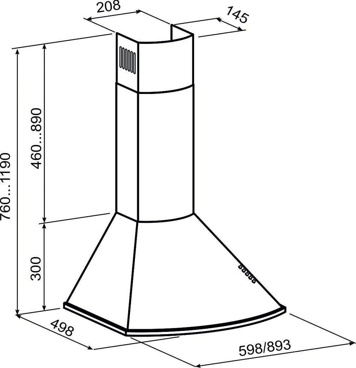 DUNSTABZUGSHAUBE GCH C 046 WH 9 N 90 cm Weiß - Weiß, Metall (90/117/50cm) - Gurari