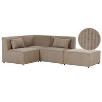 3-SITZER-ECKSOFA Cord taupe linksseitig mit Ottomane Lemvig - Beige, Textil (250/166cm) - Beliani