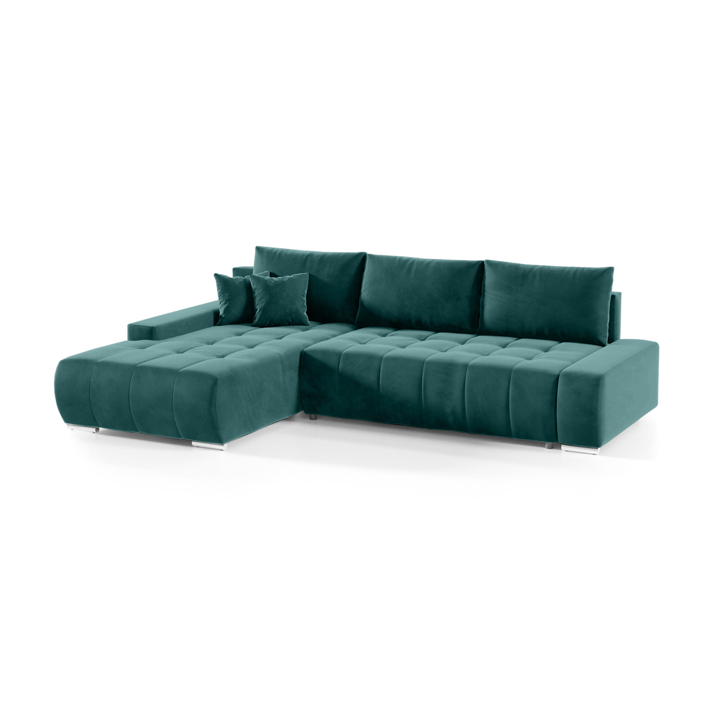 ECKSOFA mit Schlaffunktion Dhaka L, Flaschengrün - Grün, Textil (185/265cm) - Fedve