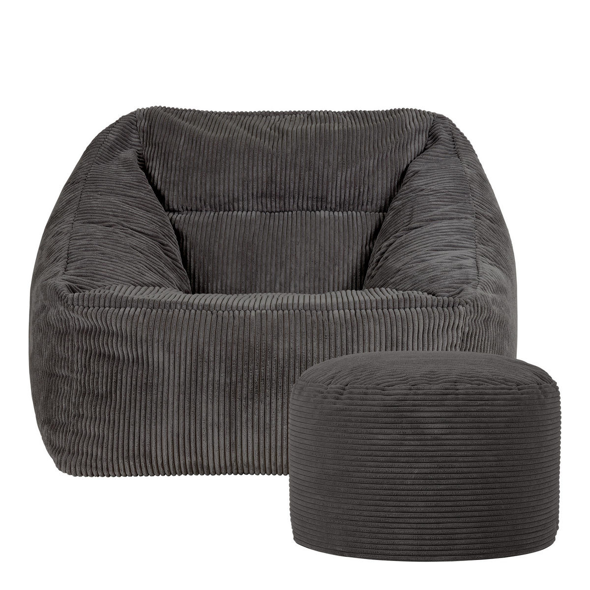 SITZSACK Sessel Natalia + Sitzpouf - Grau, Textil (100/80/88cm) - icon