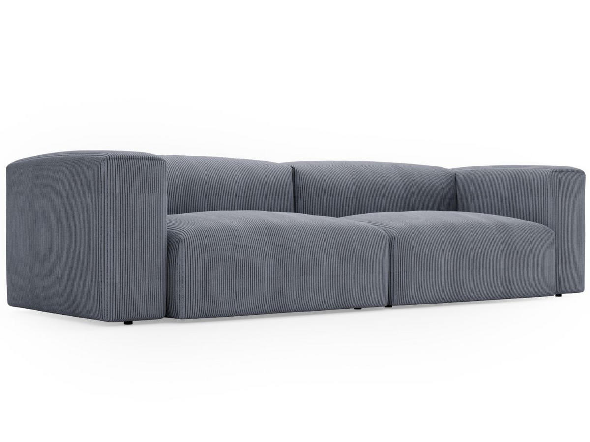 SOFA 240/85/80 Grau Landi - Schwarz/Grau, Kunststoff/Textil (240/85/80cm) - Graingold