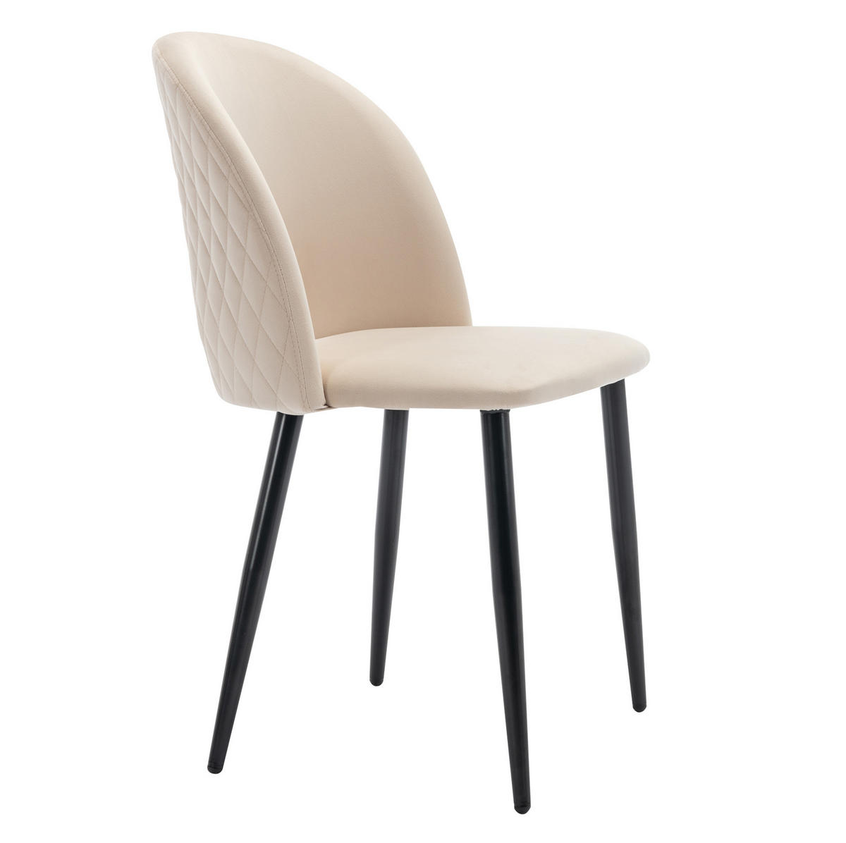 ESSZIMMERSTUHL mit Rückenlehne Samt Beige 2er-Set - Beige, Metall (44/84/47.2cm) - Meubliv