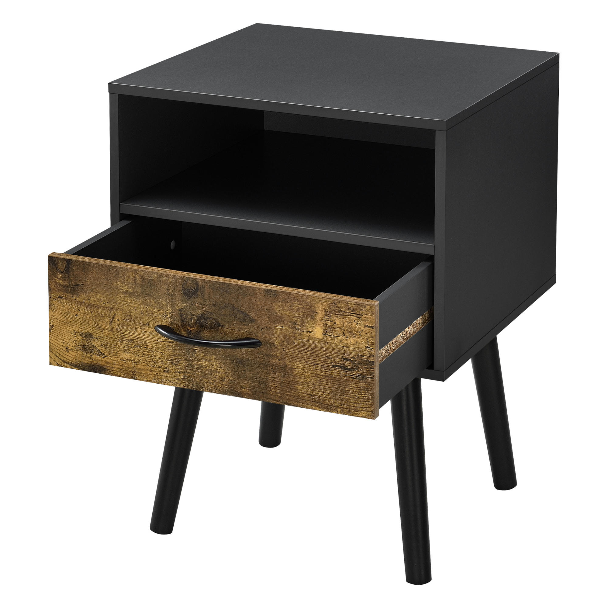 BEISTELLTISCH Gävle - Dunkelbraun/Schwarz, Holz/Holzwerkstoff (40/42/57cm) - [en.casa]