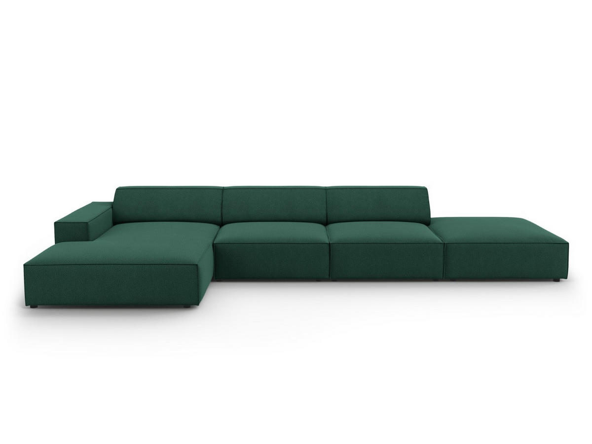 ECKSOFA links Jodie aus strukturiertem Stoff grün 5 Sitzplätze - Grün, Textil (166/341cm) - Micadoni