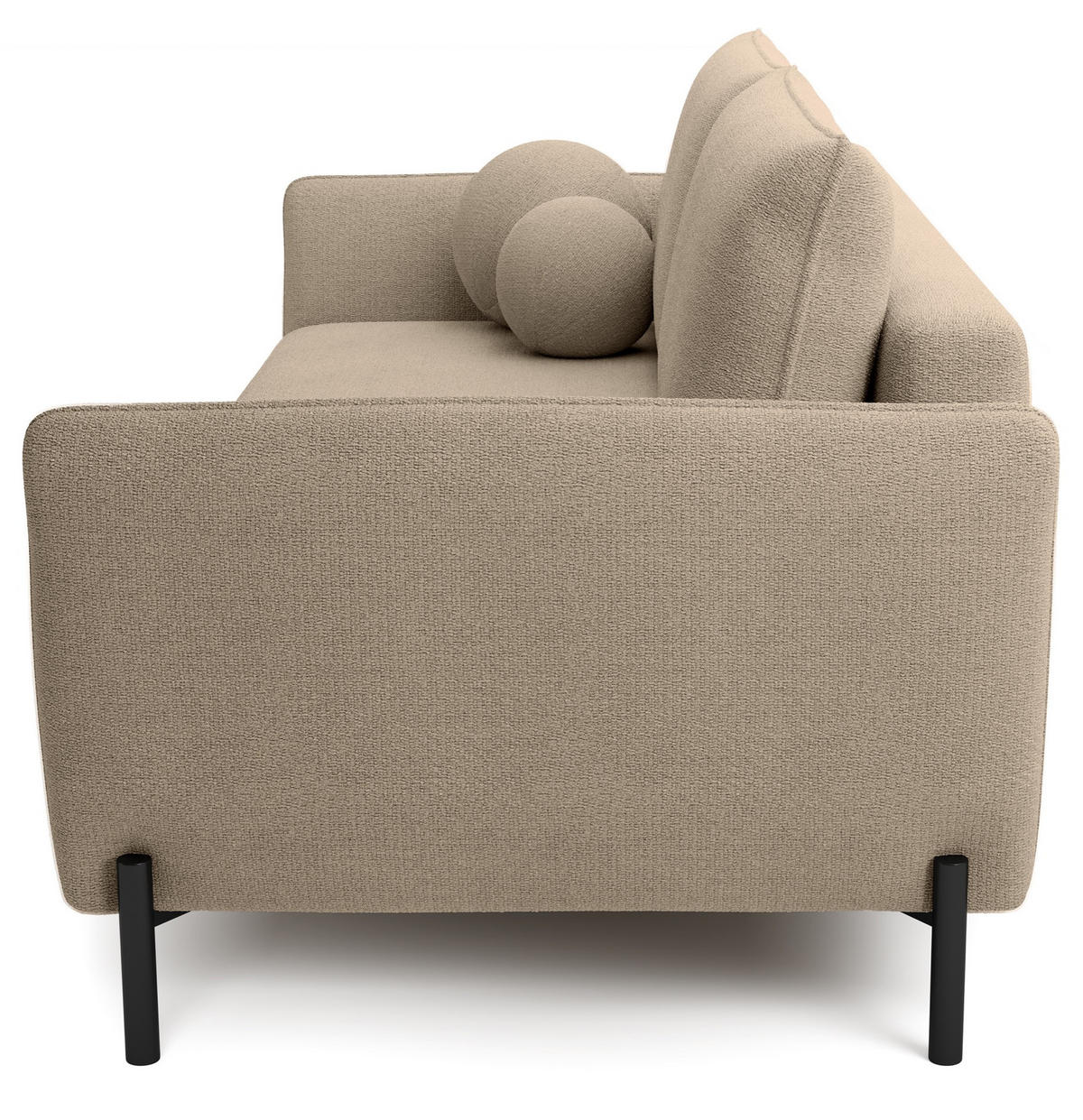 SOFA Veruco Beige mit Schlaffunktion - Beige/Schwarz, Textil/Metall (234/90/100cm) - Selsey