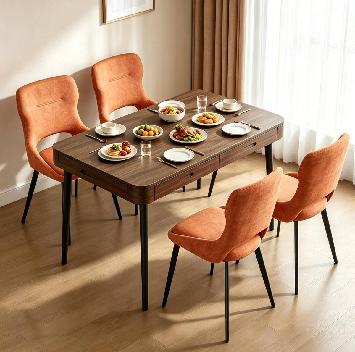 ESSSTUHL 4er-Set Chenille Orange - Orange, Metall (40/86/43cm) - Meubliv