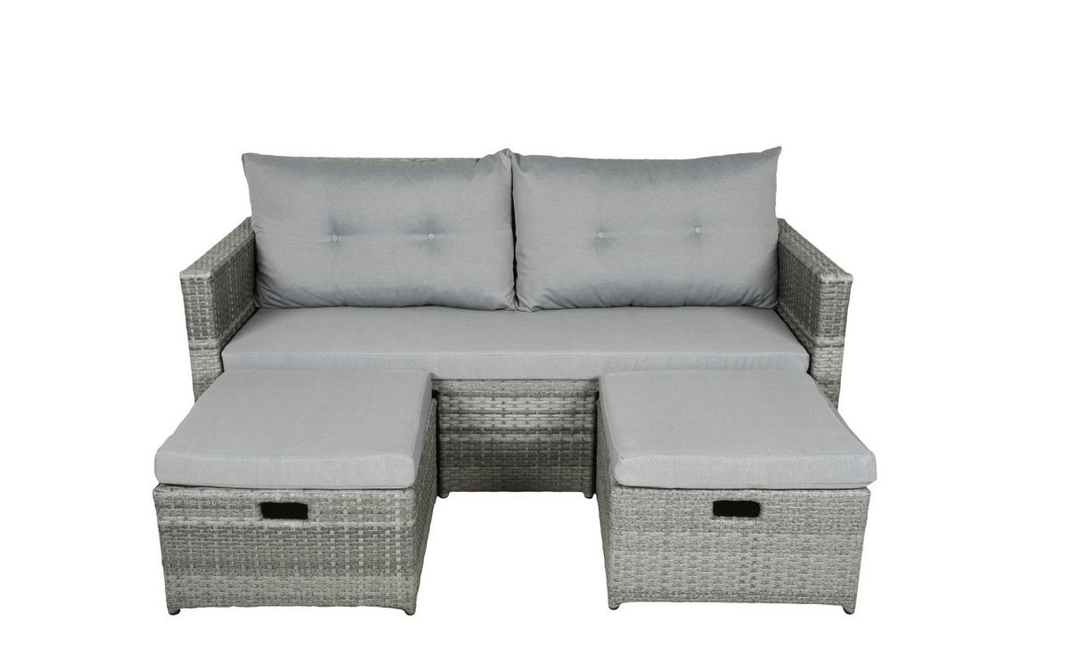 GARTENSOFA Trier Gartenmöbel - Grau, Kunststoff (180/86/76cm) - DELUKE