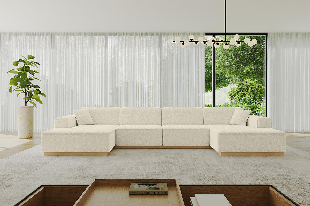 WOHNLANDSCHAFT IREA-U2-v2 - 382x165x81 cm Beige - Beige, Holzwerkstoff/Textil (382/81/165cm) - ALTDECOR