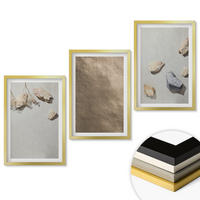 WANDBILDER 3er Set - 40x60 cm Goldrahmen - Steine Strand natürliche Strukturen - Goldfarben, Kunststoff (40/60cm) - ArtPrintCave
