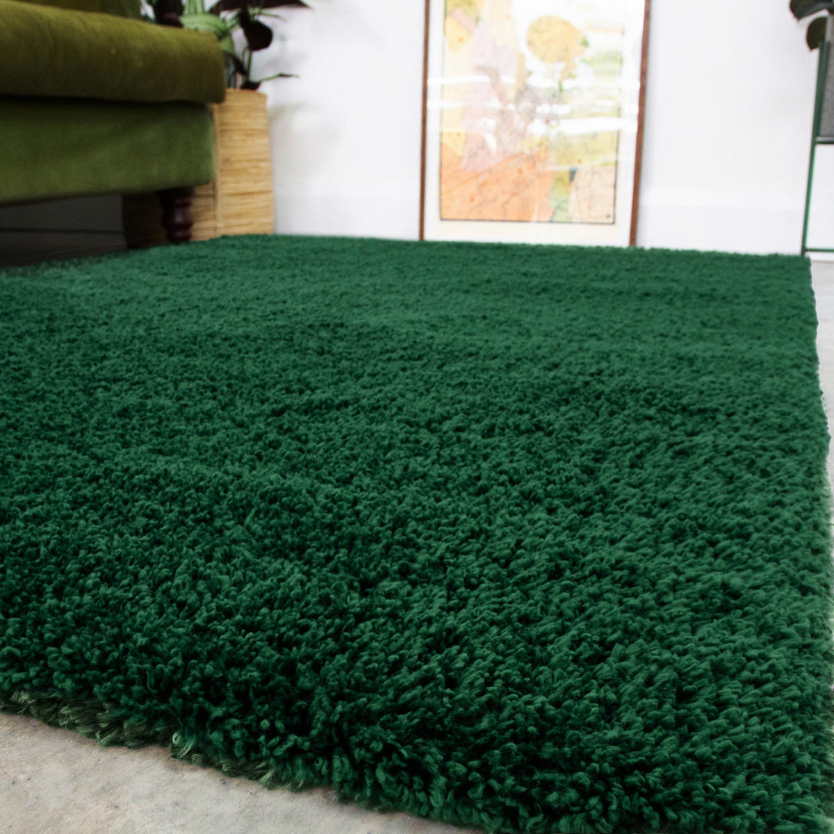 HOCHFLORTEPPICH Grün - Dunkelgrün, Naturmaterialien/Textil (80/150cm) - Kukoon Rugs