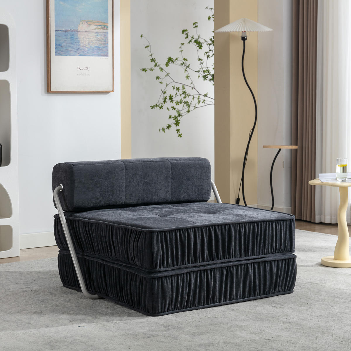 SCHLAFSESSEL DE-34989 2-in-1 mit Bettfunktion Grau - Grau, Metall (92/64/92cm) - ComfortXL