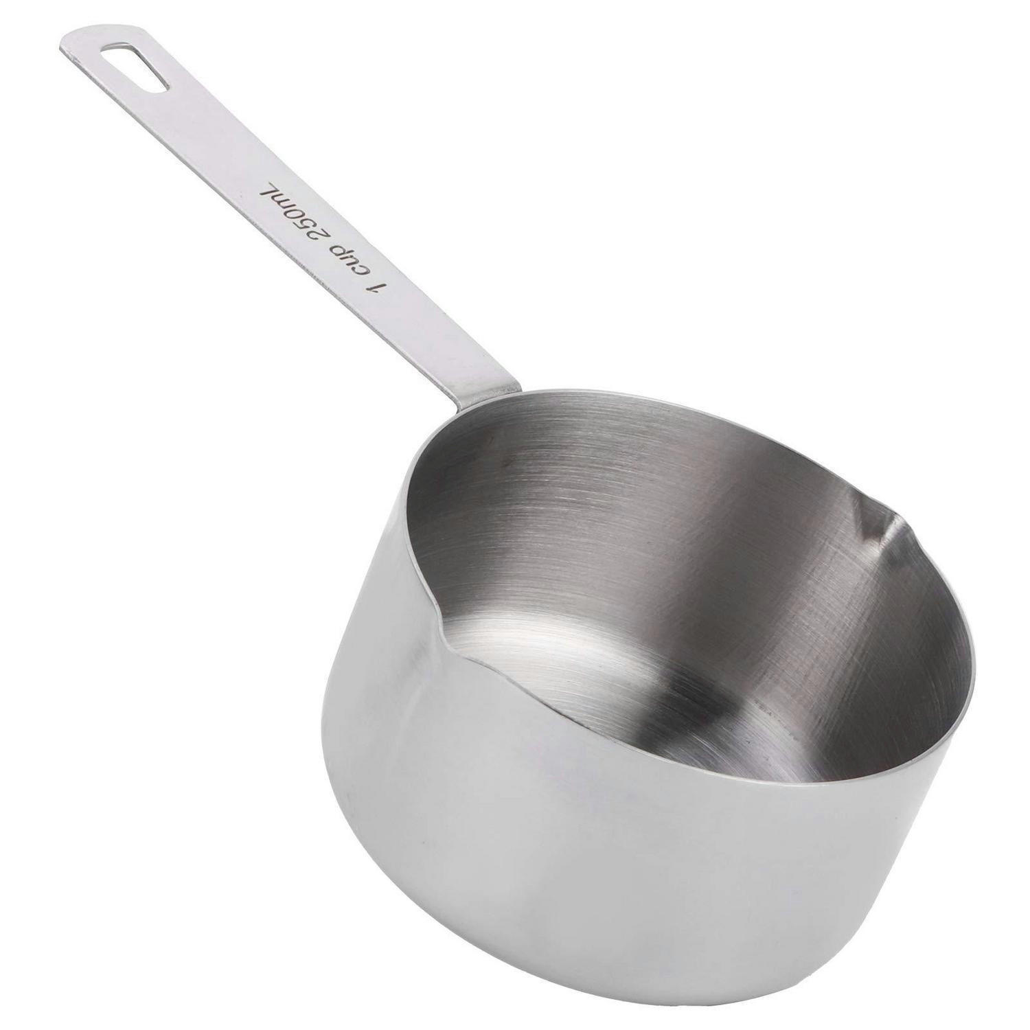 MESSBECHER Edelstahl 250ml mit Griff und Ausguss - Silberfarben, Metall (0.25L)