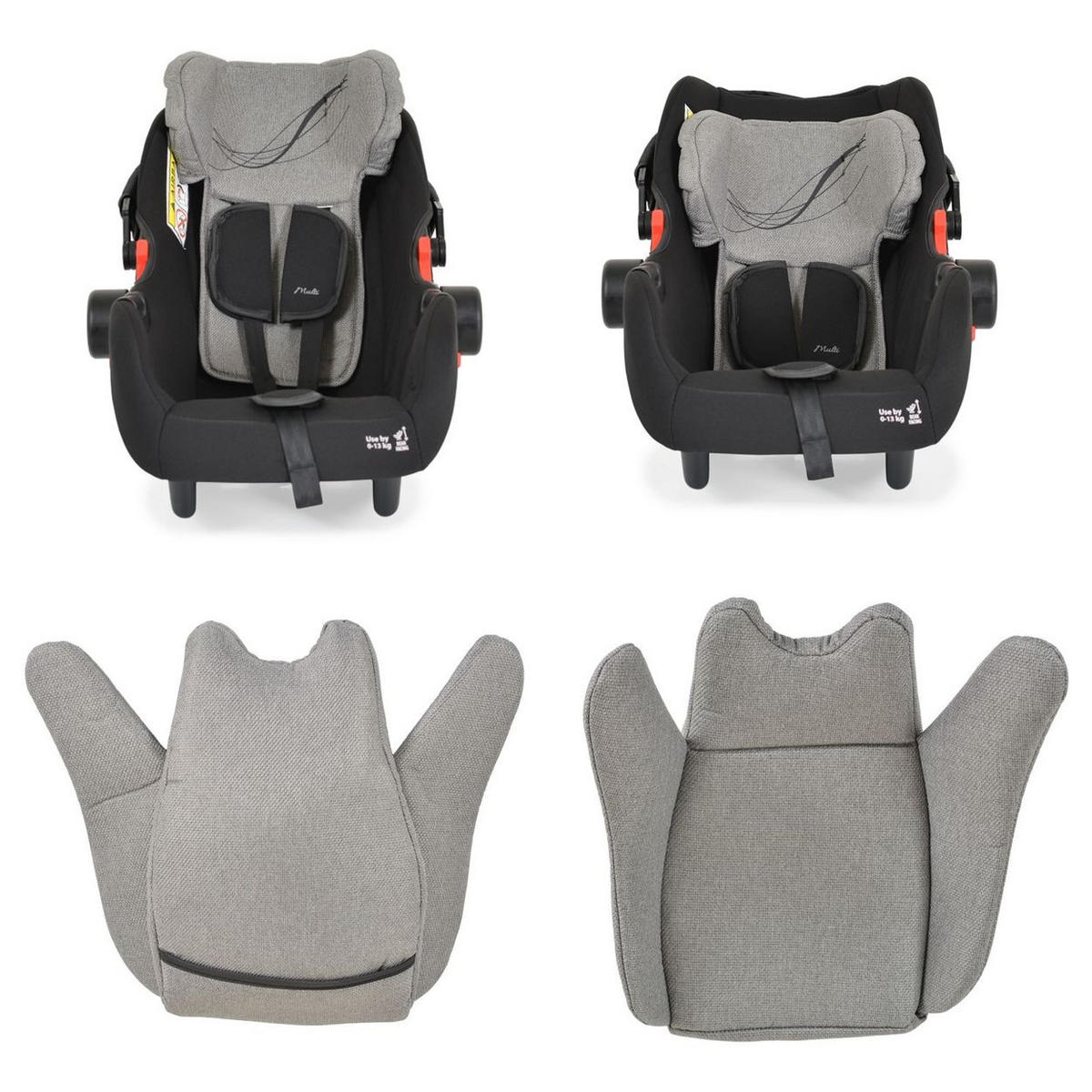 BABYSCHALE i-Size Multi (40 - 87cm) grau Gruppe 0+ Fußabdeckung Kopfstütze Gurt - Grau, Kunststoff (33/73/42cm) - Moni