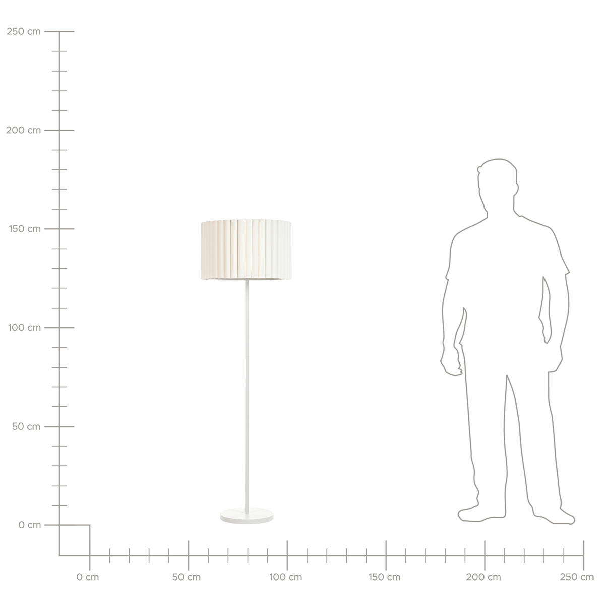 STEHLAMPE Beige Lourens - Beige/Weiß, Metall (46/46/154cm) - Beliani