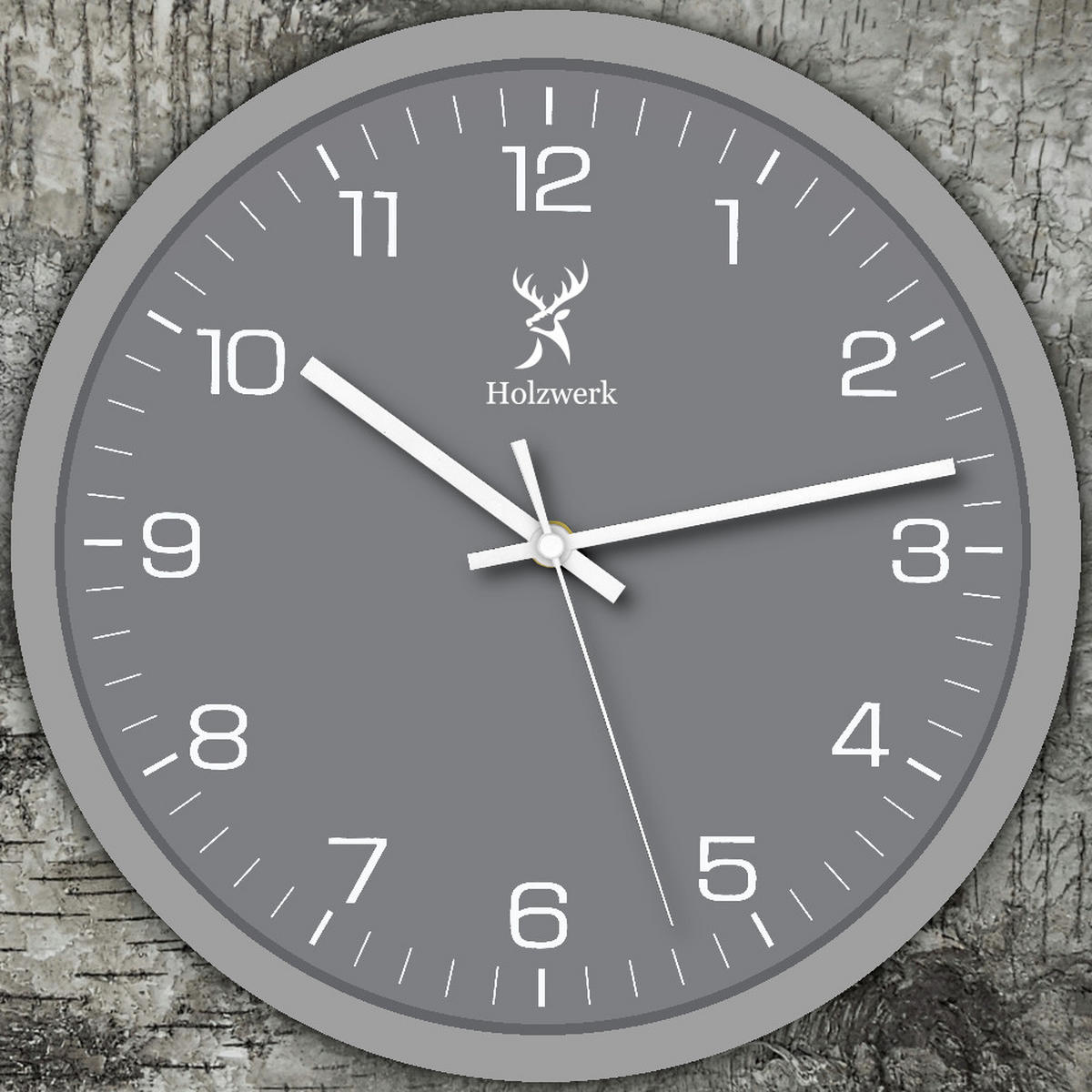 WANDUHR Holz Designer FRIEDBERG Loft Wand Uhr, grau, weiß - Weiß/Grau, Glas/Holz (30/30/4.2cm) - Holzwerk