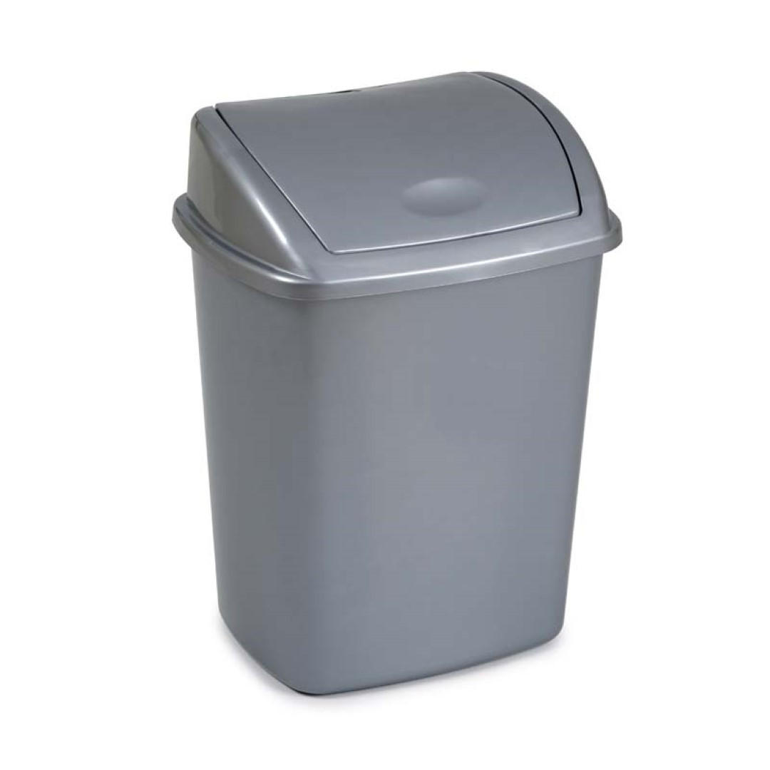 MÜLLEIMER klassisch Mit Klappdeckel 26 Liter 48 x 35 x 27 cm Kunststoff Grau - Grau, Kunststoff (35/48/27cm) - PROREGAL