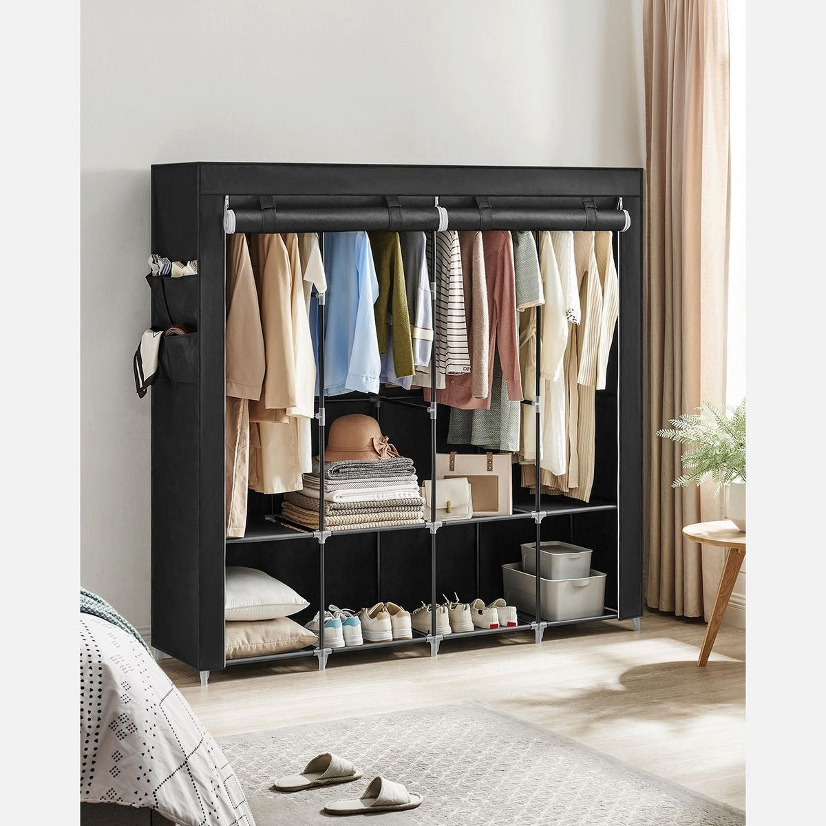 STOFFSCHRANK NOUAKCHOTT - Schwarz, Kunststoff (170/167/45cm) - Hansiro