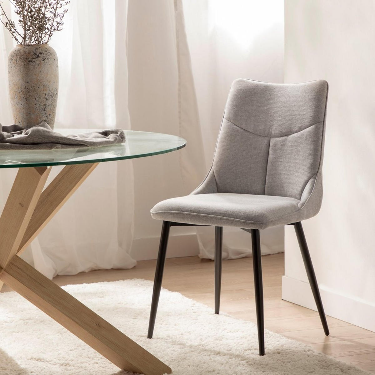 ESSZIMMERSTUHL Selma Grau 46 cm x 85 cm 2er-Set - Grau, Textil (46/85/62cm) - Klast Home