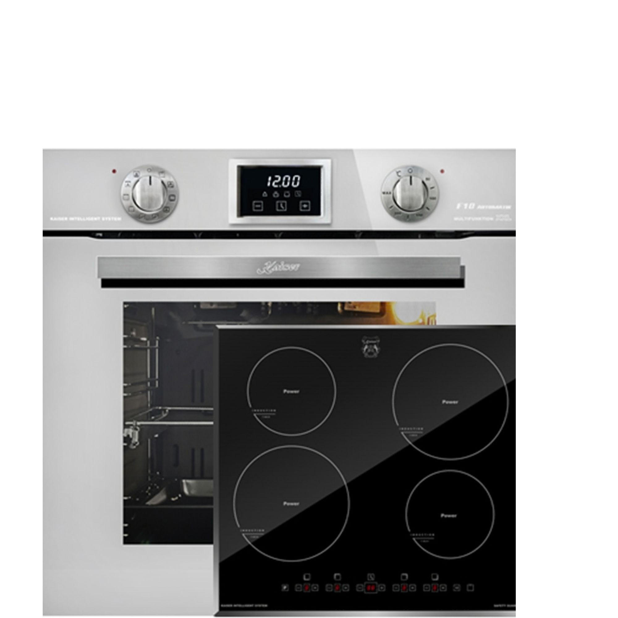 ELEKTRO-BACKOFEN 60 cm EH 6326 W+ KCT 6105 FI Induktionskochfeld 60 cm - Weiß, Metall (59.4/59.4/54.3cm) - Kaiser Küchengeräte