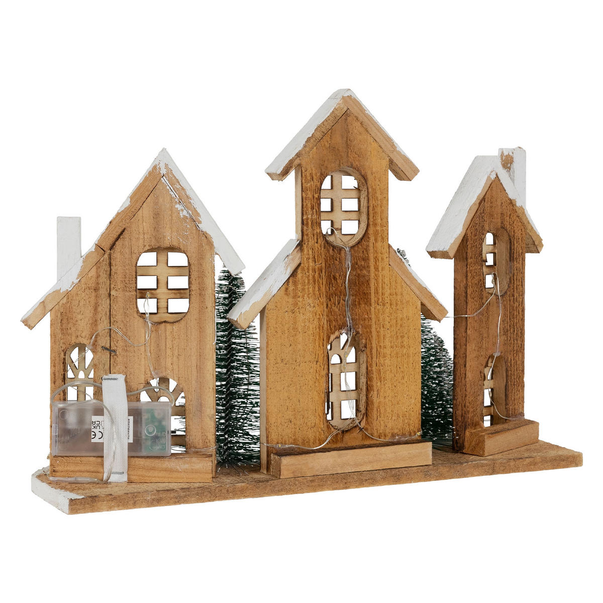 DEKOFIGUR Haus LED 38/27 cm - Beige, Holz (12/27/38cm) - Home Styling Collection
